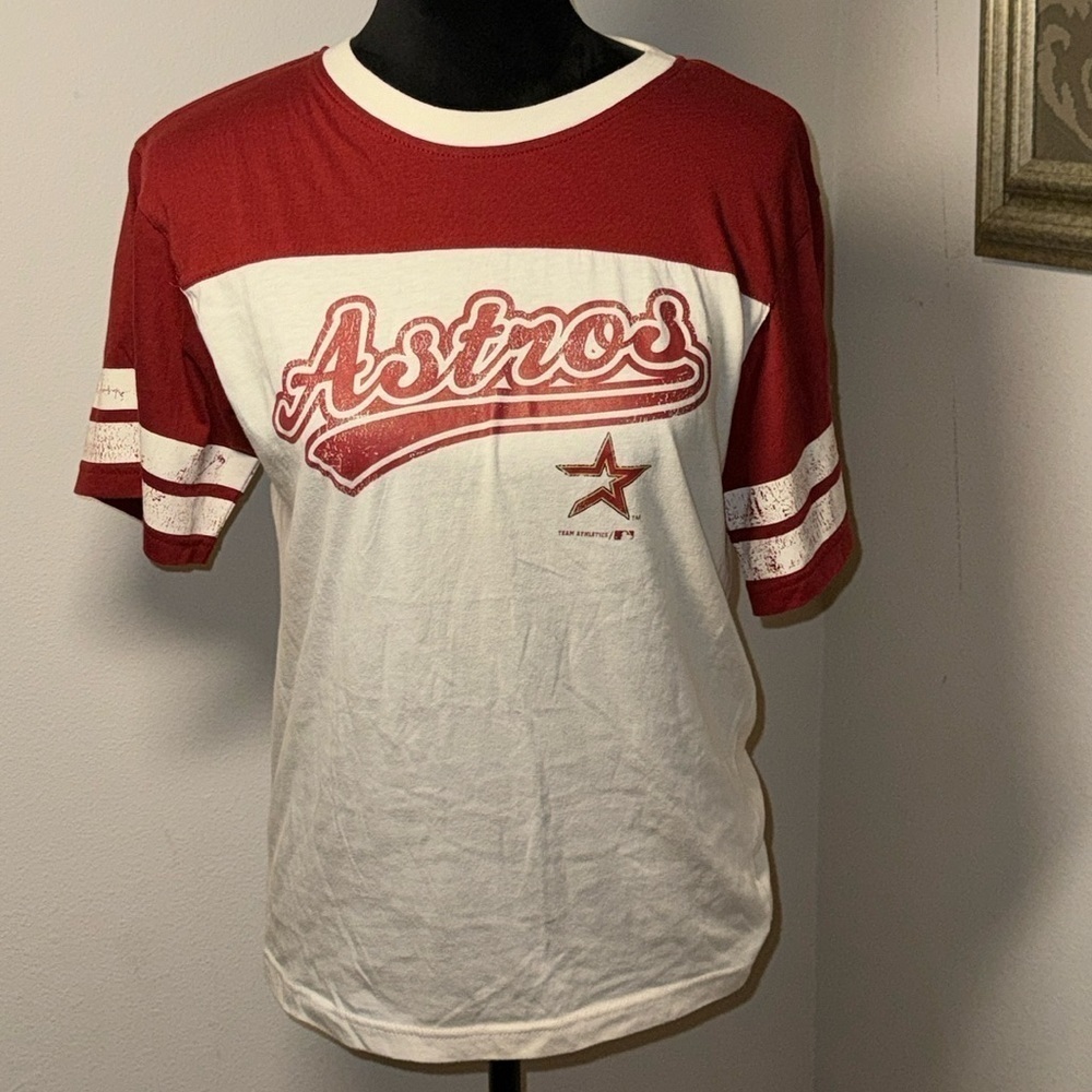 Astros ivory burgundy Retro T shirt teens 14/16 unisex